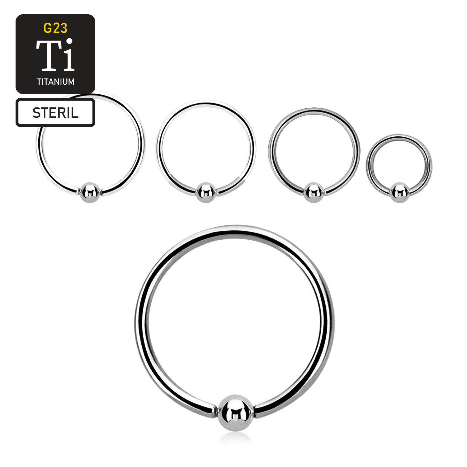 Steril Titanium BCR 1mm med 3mm kula