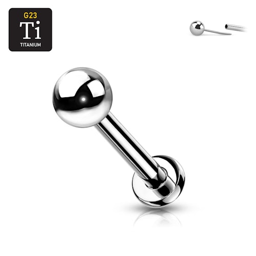 Threadless labret i titanium 0.8mm med push-pin kula