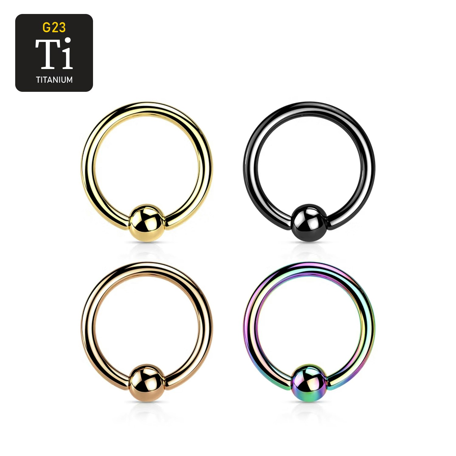 PVD-pläterad Titanium BCR / Ring med kula - 1.2mm med 3mm kula