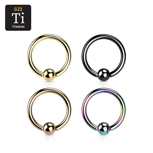 PVD-pläterad Titanium BCR / Ring med kula - 1.2mm med 3mm kula