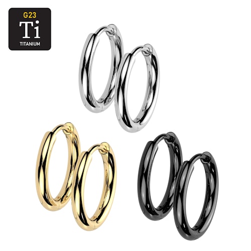 Titanium PVD Örhänge / Hoop huggie 2mm tjock (par)
