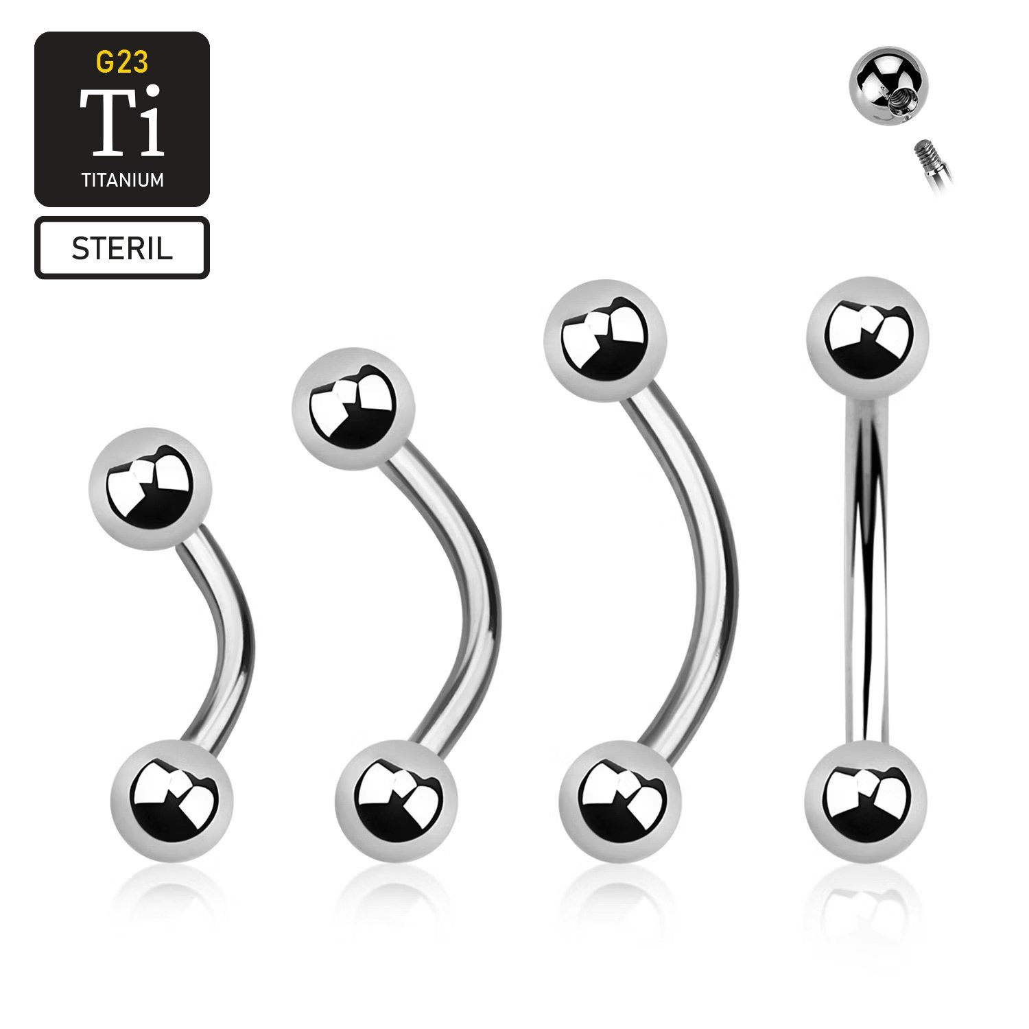 Steril Banana i titanium 1.6mm med 4mm kulor