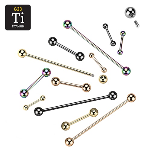 PVD-pläterad barbell i titanium - utvändigt gängad