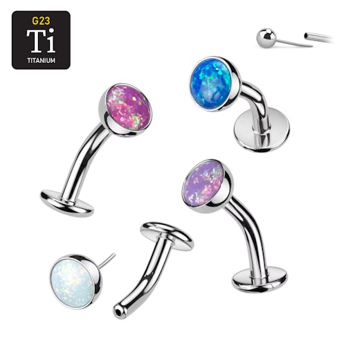 Threadless Navelsmycke i titanium Floating Navel - Topp med 5mm opalit