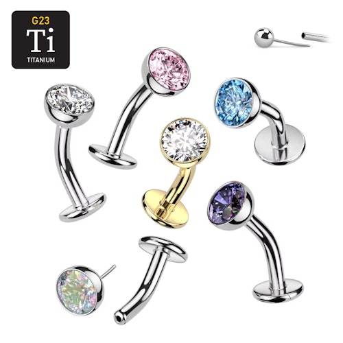 Threadless Navelsmycke i titanium Floating Navel - Topp med 5mm cubic zirconia