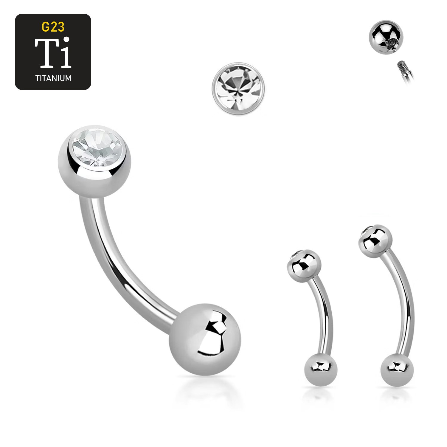 Titanium Banana 1.2mm till ögonbryn med 4mm crystalkula