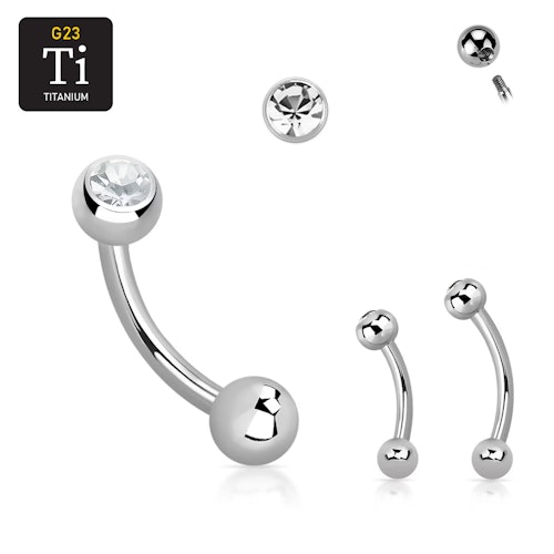 Titanium Banana 1.2mm till ögonbryn med 4mm crystalkula