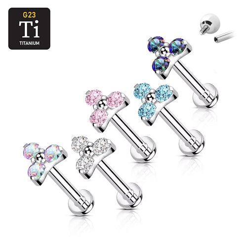 Labret i titanium 1.2mm - Treenighet med cubic zirconia