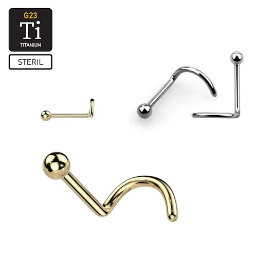 Steril titanium nässmycke "Nose Screw" med 2mm boll