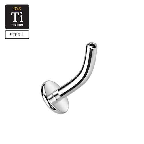 Steril Threadless böjd labret "floating navel" i titanium (lös del)