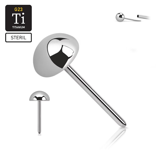 Steril threadless topp i titanium - Dome / halvkula