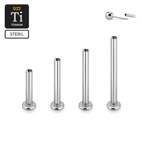 Steril threadless labret i titan - 2.5mm bas (lös del)