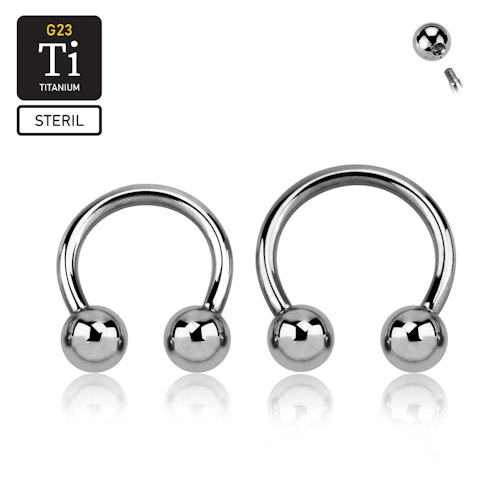 Steril Titanium CBR utvändigt gängad 2mm med 6mm kulor