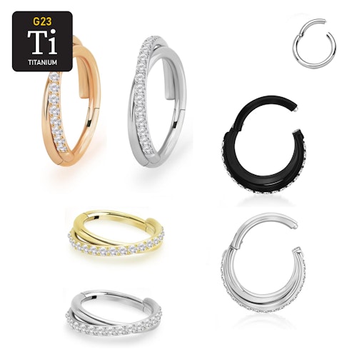 Segmentring i titanium 1.6mm / 12mm med gångjärn och korsad front med CZ