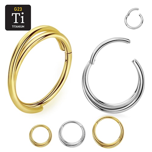 Segmentring 1.6mm / 12mm i titanium med gångjärn och korsad ring