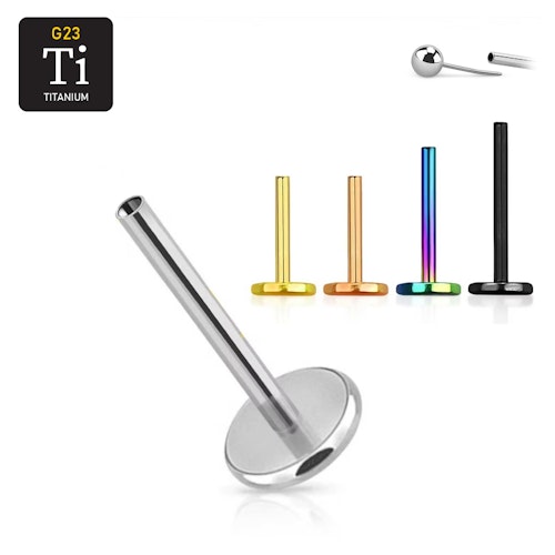 Threadless labret i titanium 0.8mm / 1.0mm med 4mm bas (lös del)