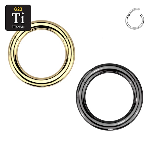 Handpolerad PVD-pläterad titanium clicker ring med gångjärn 5mm