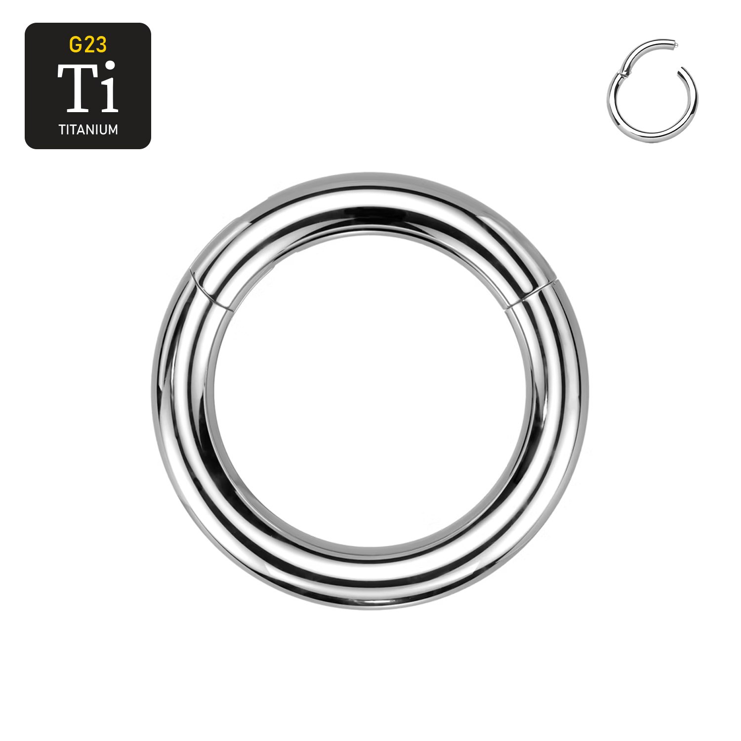 Handpolerad titanium clicker ring med gångjärn 5mm