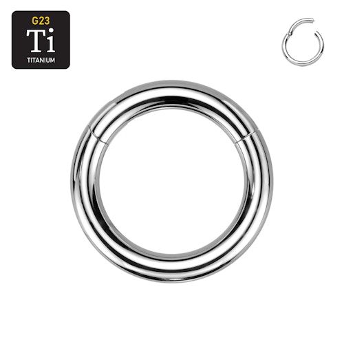 Handpolerad titanium clicker ring med gångjärn 5mm