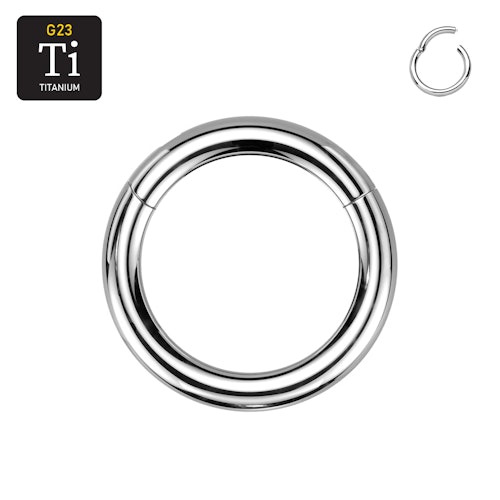 Handpolerad titanium clicker ring med gångjärn 4mm