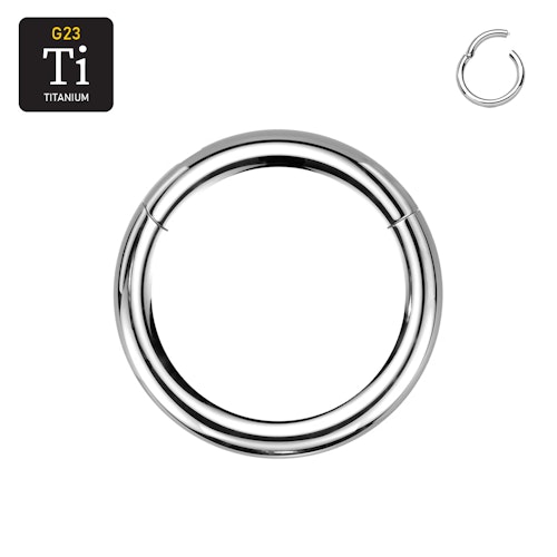 Handpolerad titanium clicker ring med gångjärn 3mm