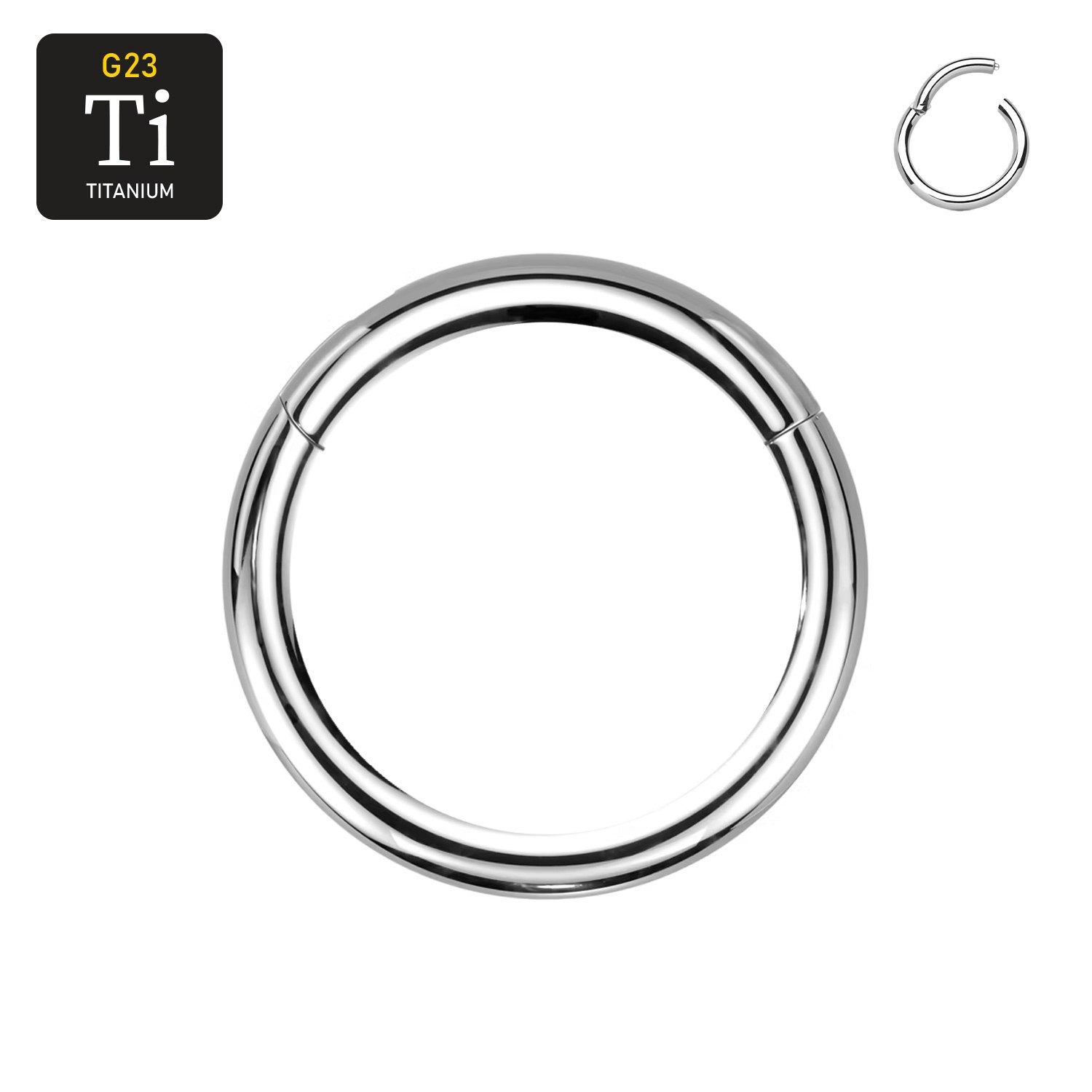 Handpolerad titanium clicker ring med gångjärn 2.5mm