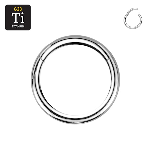Handpolerad titanium clicker ring med gångjärn 2.5mm
