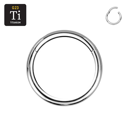 Handpolerad titanium clicker ring med gångjärn 2mm