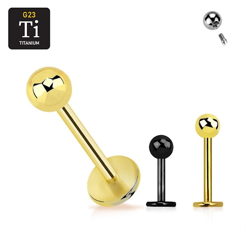 Titanium labret PVD-pläterad 0.8mm med 3mm kula