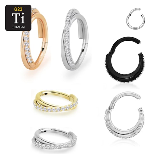Segmentring i titanium 1.2mm med gångjärn och korsad front med CZ