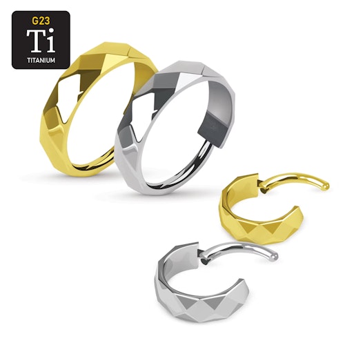 Titanium ring med gångjärn 1.2mm med diamantslipad bred kant