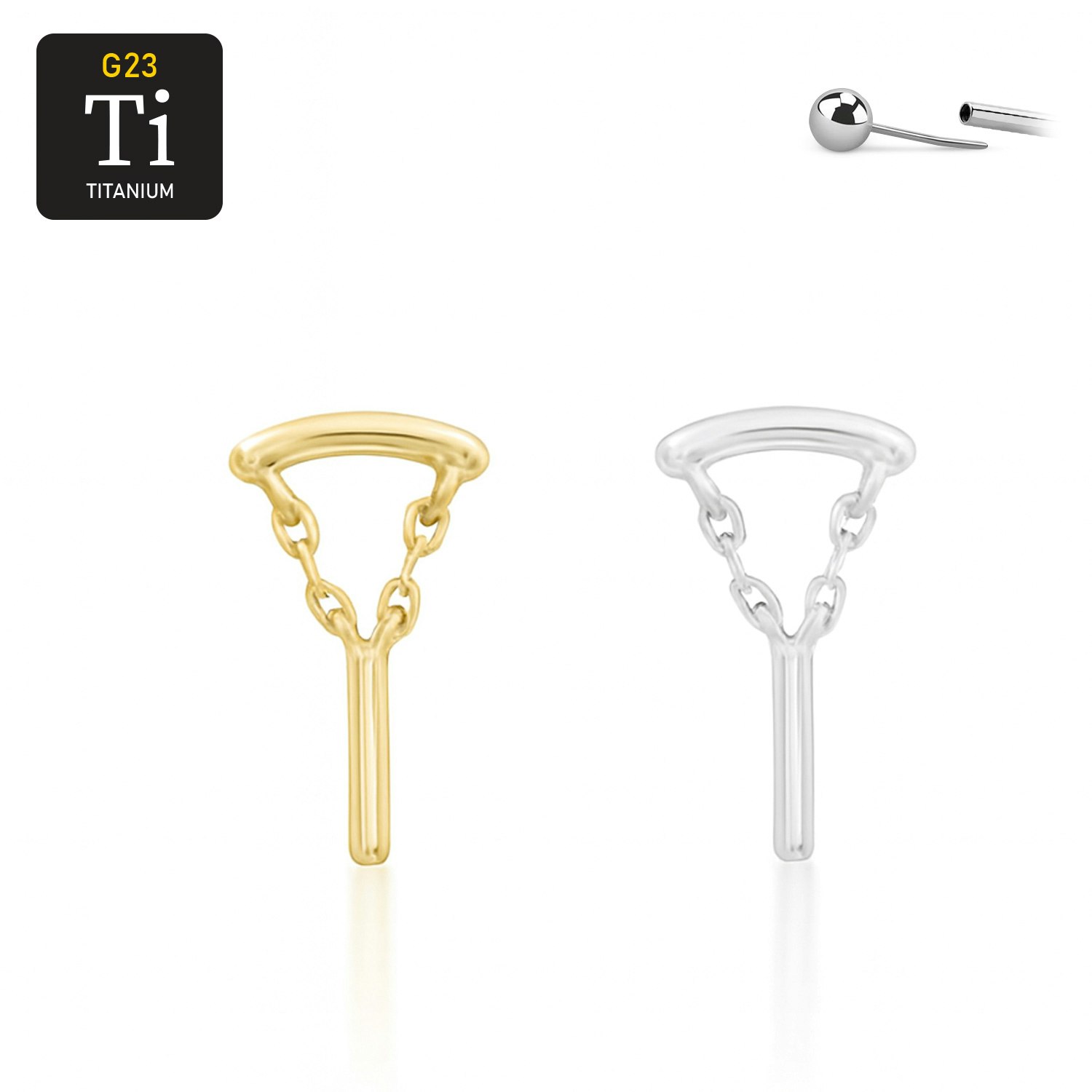 Threadless topp i titanium - hidden helix med cylinder i hänge