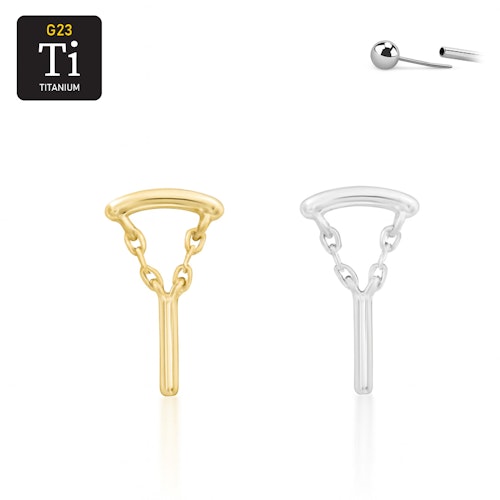 Threadless topp i titanium - hidden helix med cylinder i hänge