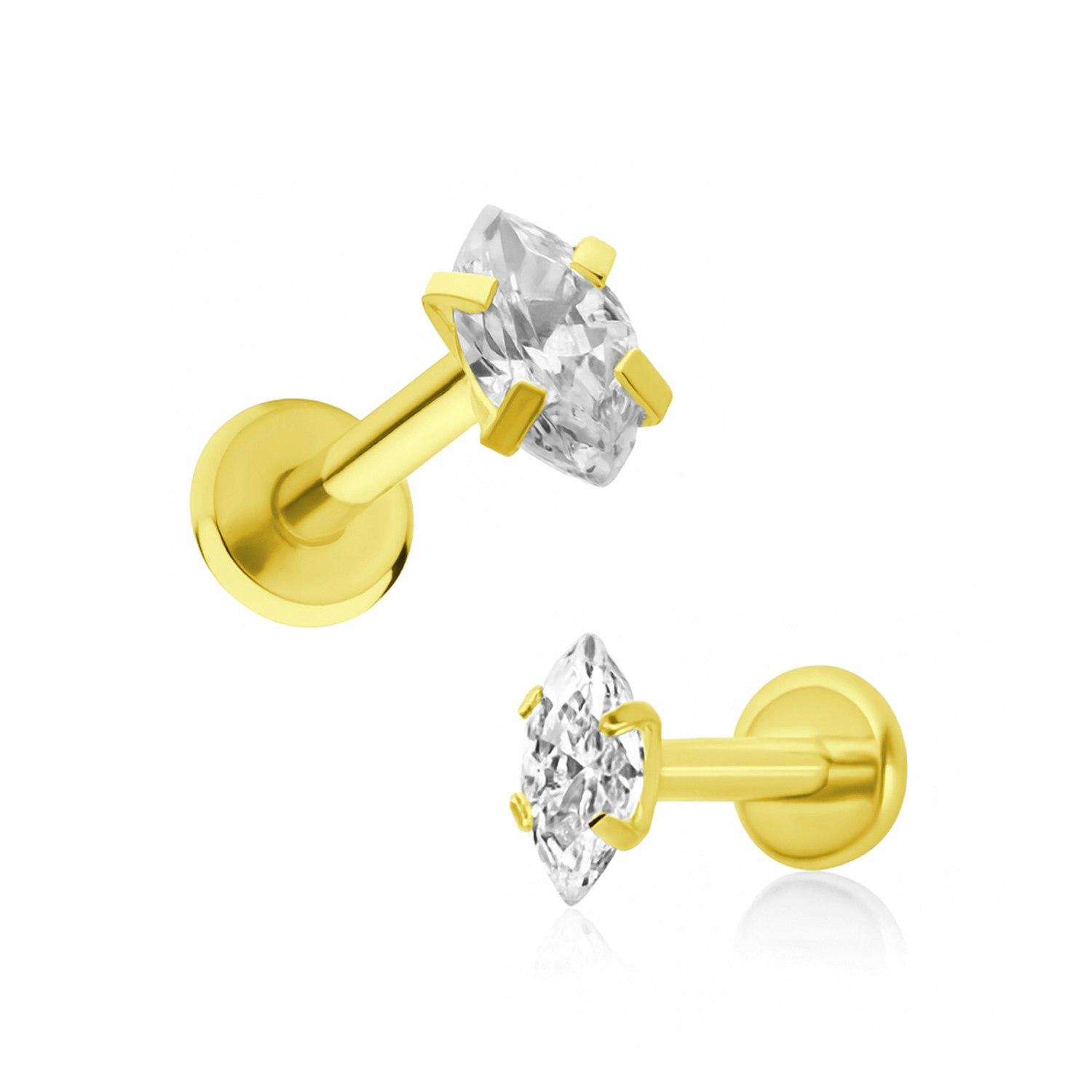 Labret i titanium 1.2mm med navettslipad 3x6mm CZ topp