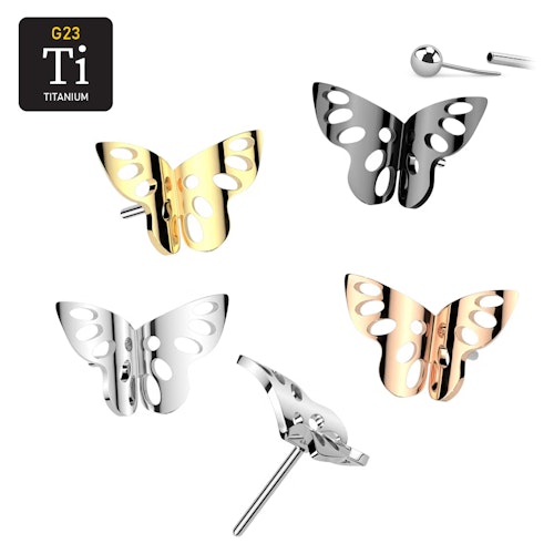 Threadless topp i titanium - Fjäril