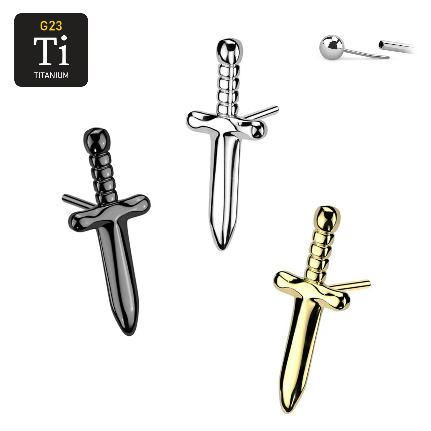 Threadless topp i titanium - Dolk
