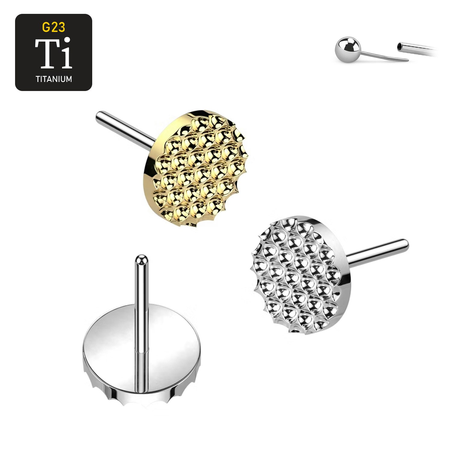 Threadless topp i titanium - Rund diamantpräglad topp