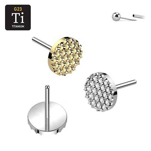 Threadless topp i titanium - Rund diamantpräglad topp