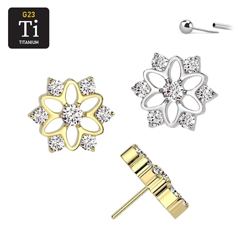 Threadless topp i titanium - Blomma med crystal