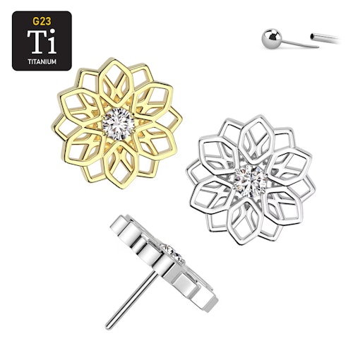 Threadless topp i titanium - Lotusblomma