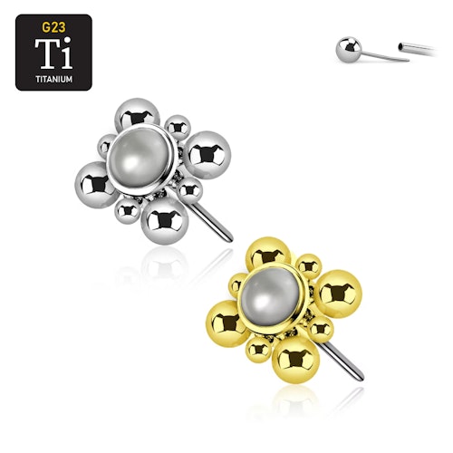 Threadless topp i titanium - 2.5mm pärla och bollar i olika storlekar