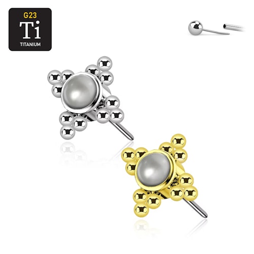 Threadless topp i titanium - 2.5mm pärla och bollar i kluster