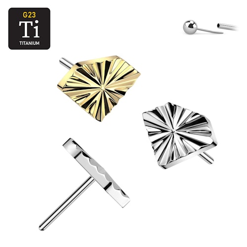 Threadless topp i titanium - Diamantpräglad topp