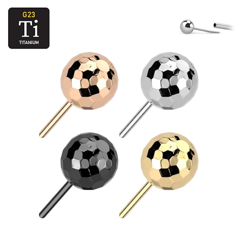 Threadless topp i titanium - Fasettslipad kula