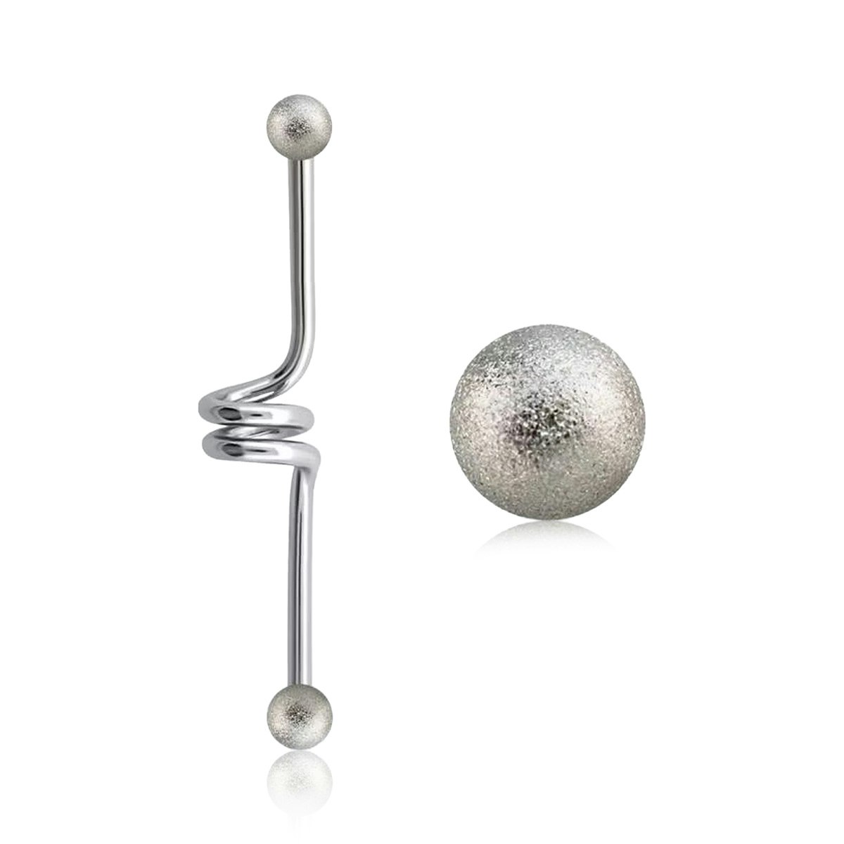Industrial Barbell 1.6mm twister / spole med frostade 4mm kulor