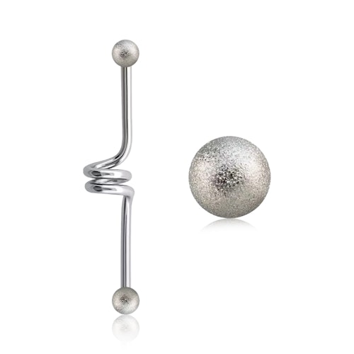 Industrial Barbell 1.6mm twister / spole med frostade 4mm kulor