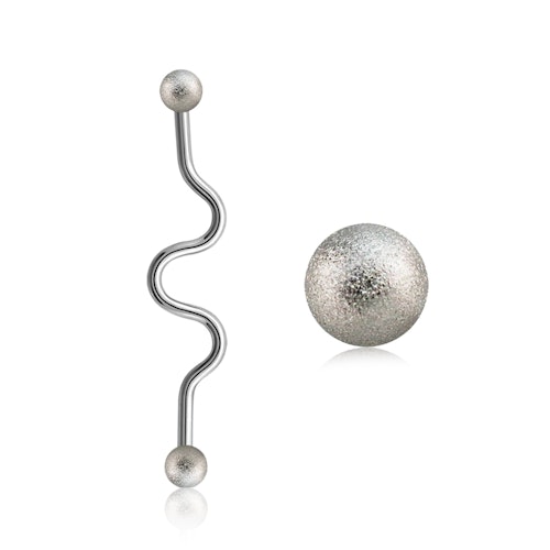 Zig-Zag Industrial Barbell 1.6mm med frostade 4mm kulor