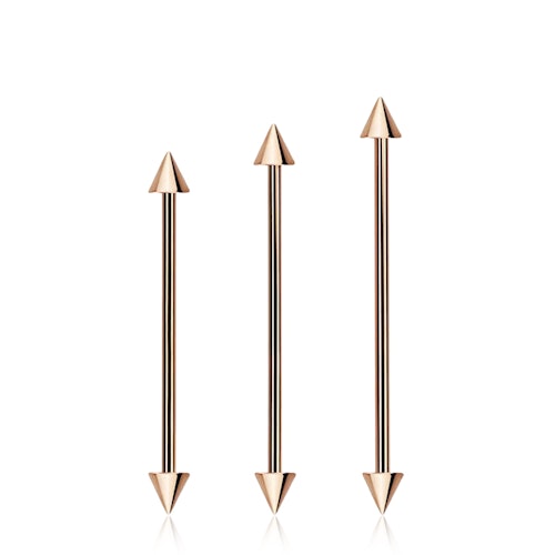Industrial Barbell Roséguld 1.6mm med 5mm kona