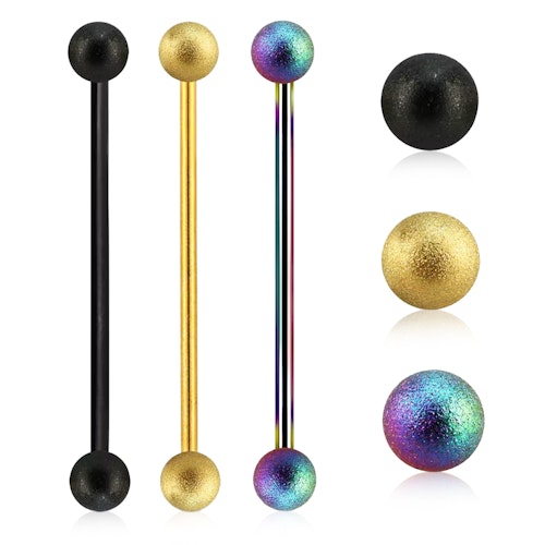 Eloxerad Industrial Barbell 1.6mm med frostade 5mm kulor