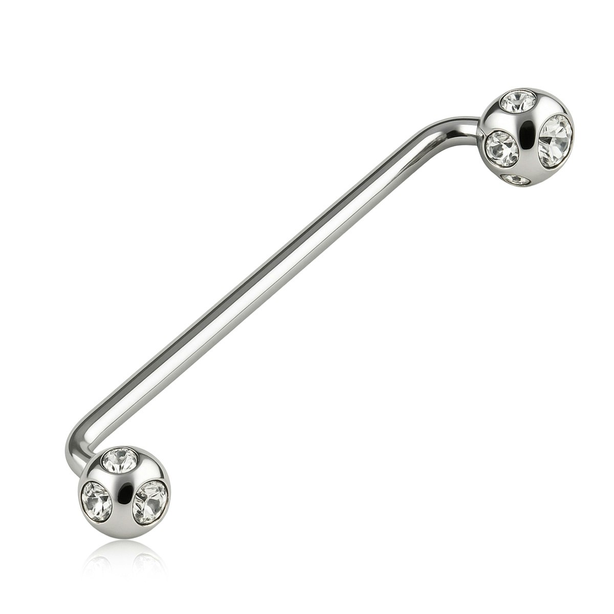 Industrial / Surface Barbell 1.6mm med 5mm crystal kulor